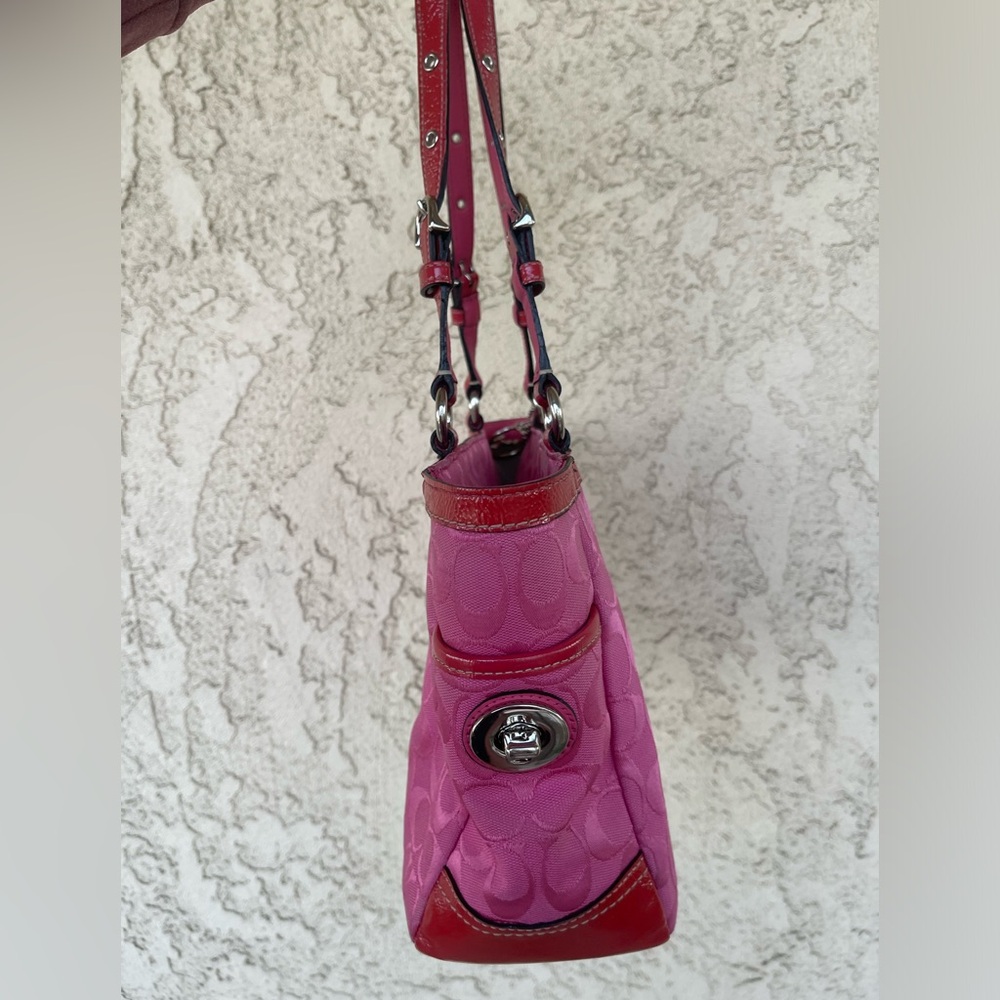 Coach Fuchsia Signature Shoulder Bag - Picture 12 of 16